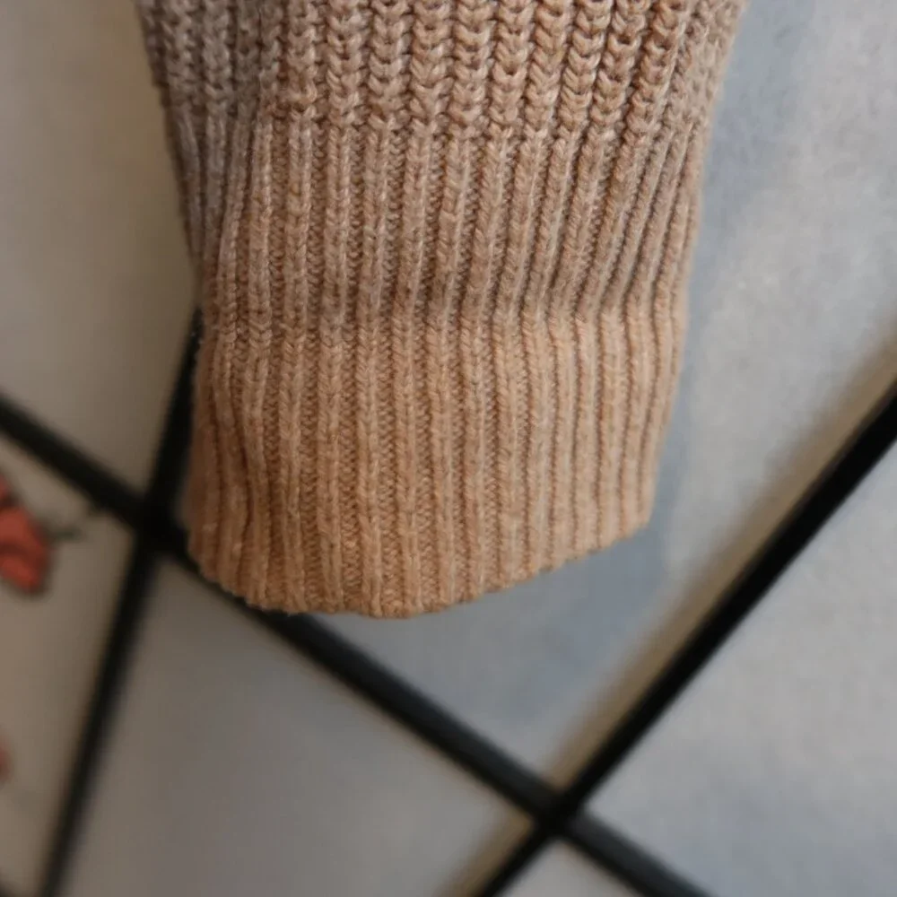 Madewell Cream Tan Ribbed Crew Neck Sweater